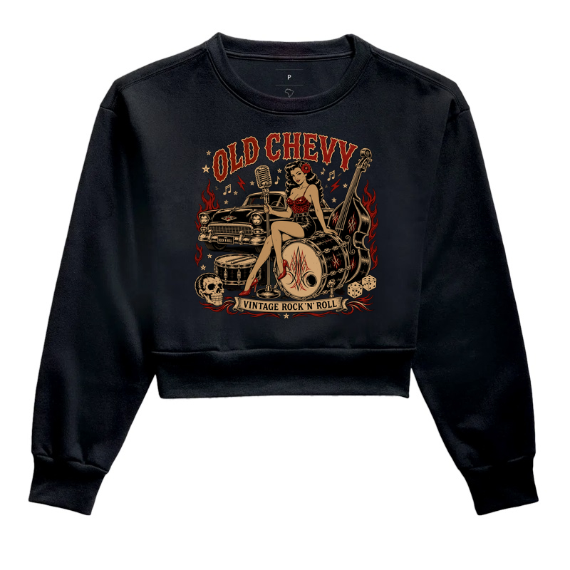 Garage Queen | Rebel Culture - Old Chevy - Cropped Moletom
