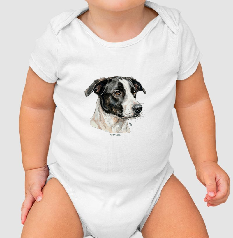 Cães - Vira-Lata Dominó - Body Infantil