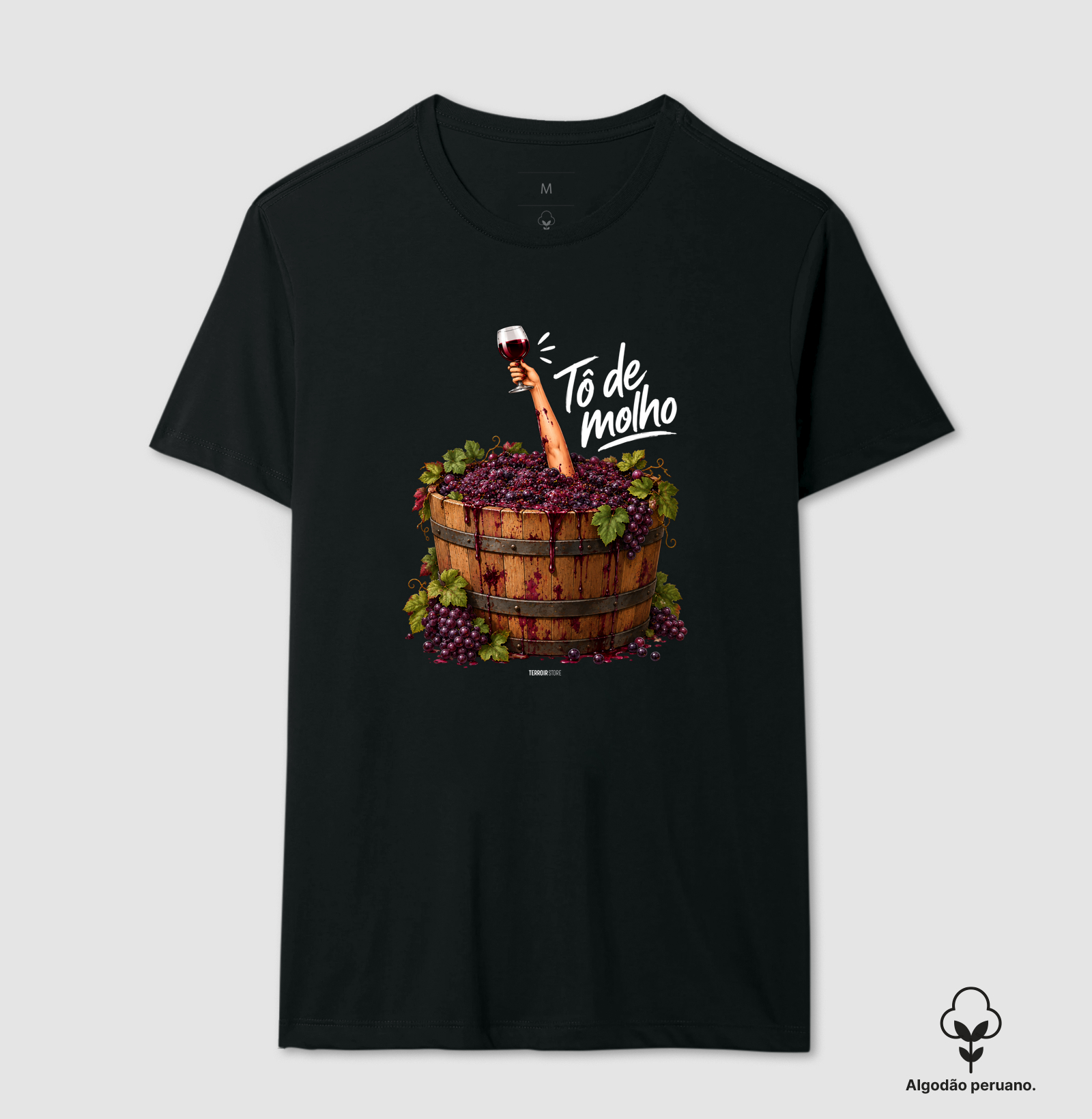 Camiseta Vinho - “Tô de Molho” – Humor & Wine Mood - Camiseta Algodão Peruano