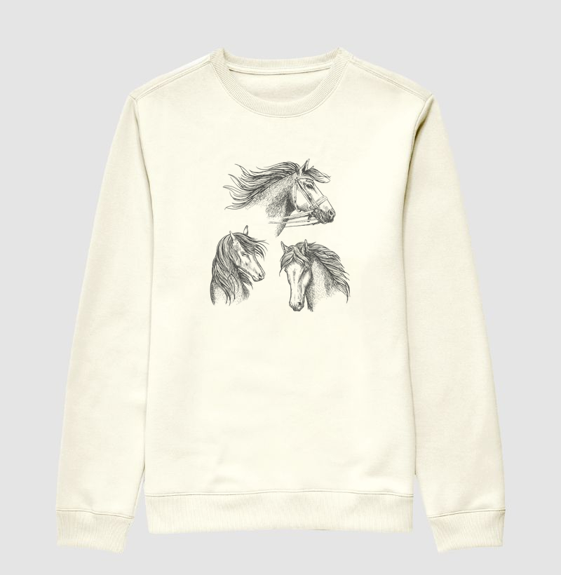 3 cavalos lineart - Suéter Moletom