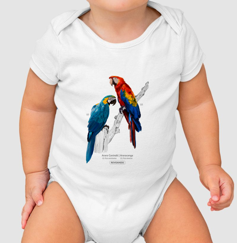 Aves do Brasil - Arara Canindé e Araracanga - Body Infantil