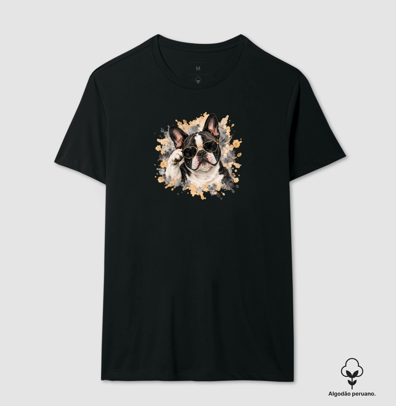 Bulldog (Buldogue) Estiloso - Camiseta Algodão Peruano