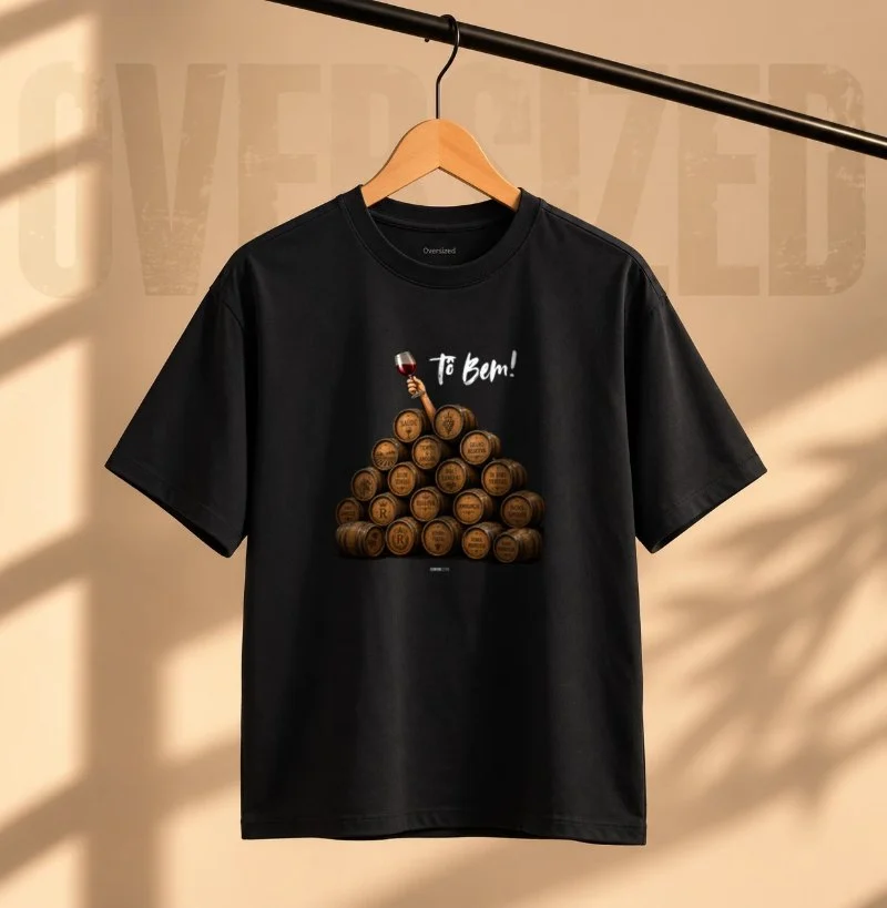 Camiseta Oversized Vinho - Tô Bem! - Barricas - Camiseta Oversized