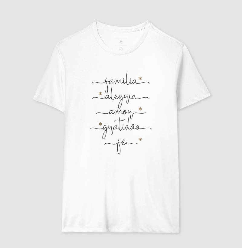 Família, Alegria, Amor, Gratidão, Fé - Estampa Preta