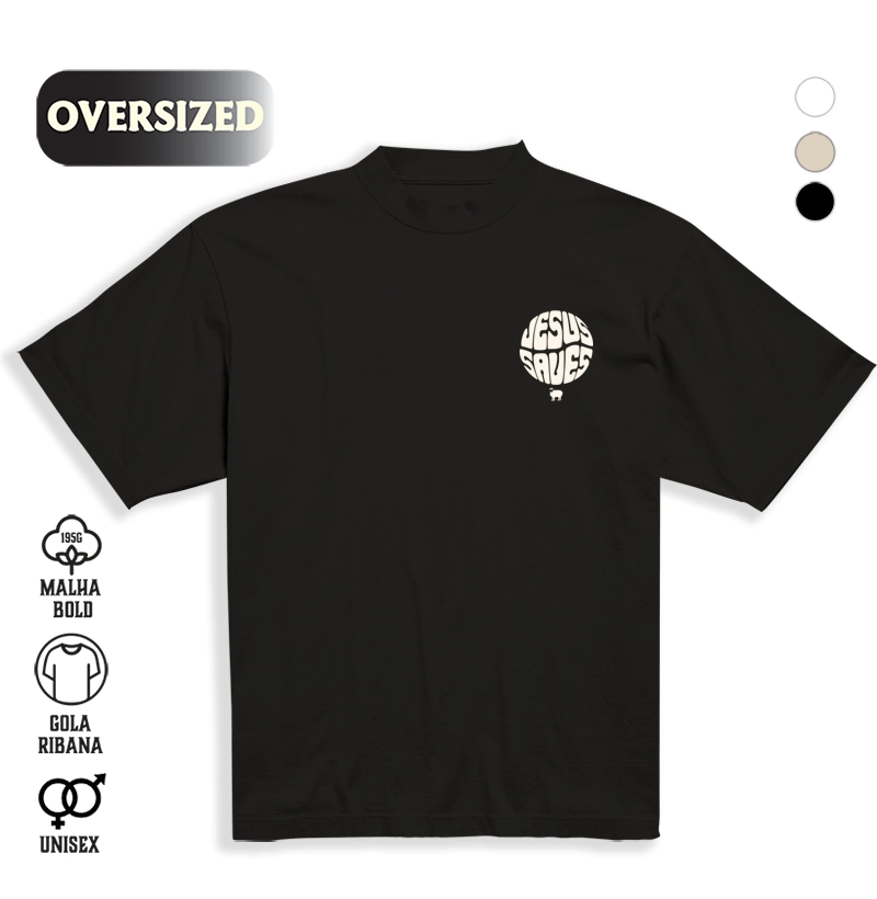 Camiseta Oversized Jesus Saves God Bless