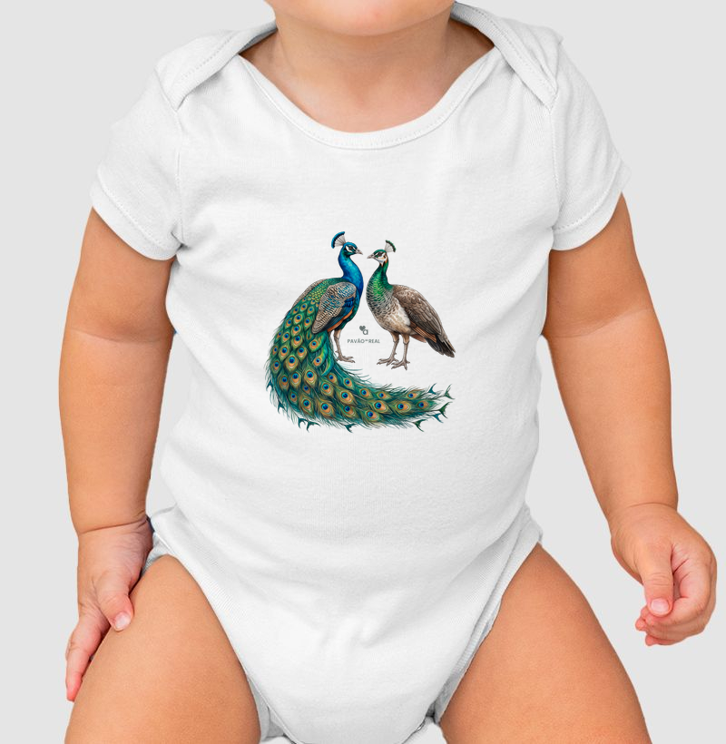 Aves - Pavão Real - Body Infantil