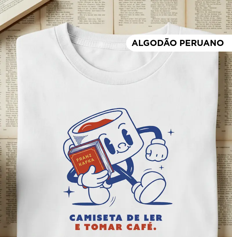 Camiseta de ler e tomar café