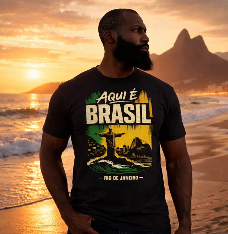 Camiseta Filhos da Patria Aqui e Brasil Rio de Janeiro