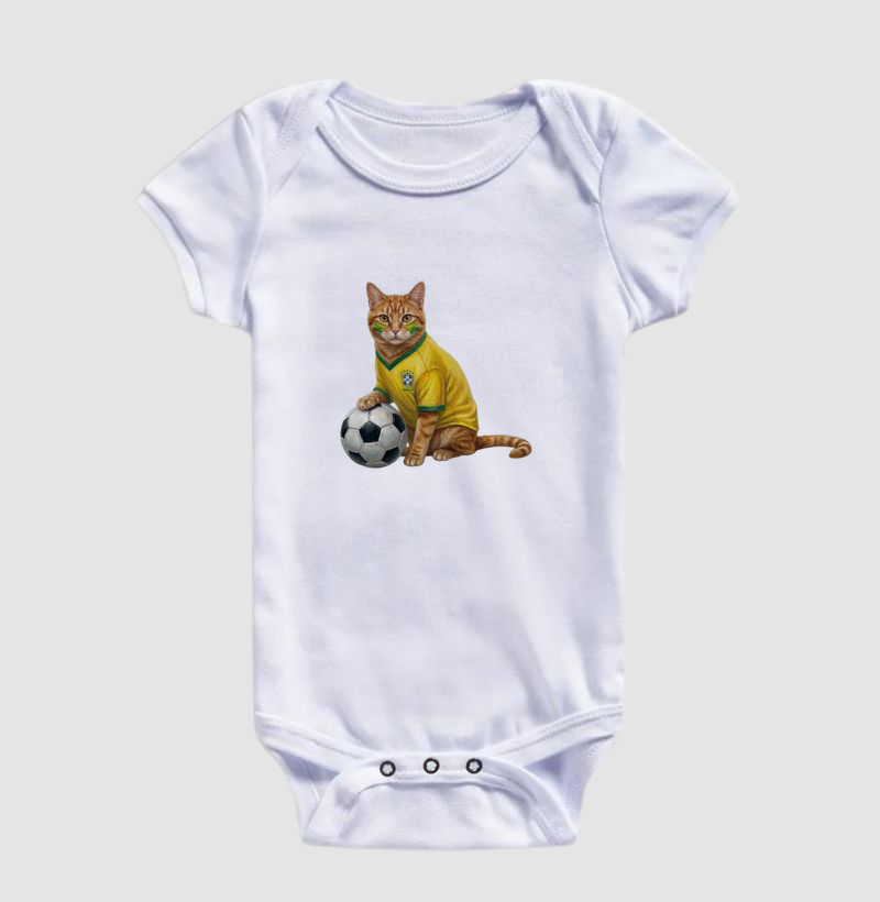SRD - Gato Laranja - Copa do Mundo - Body Infantil
