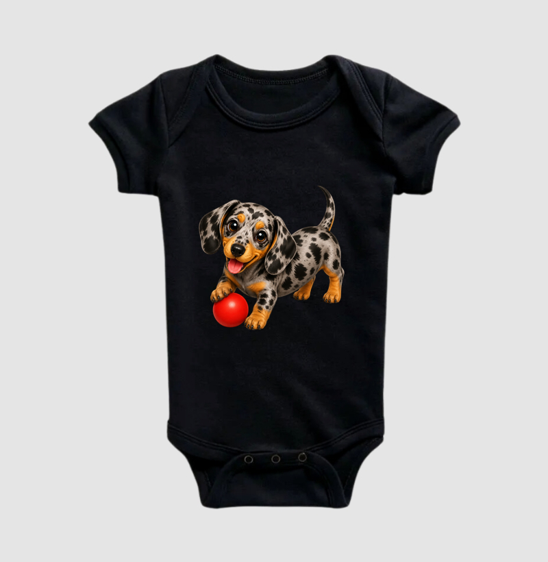 Dachshund Arlequim - Desenho Animado - Body Infantil