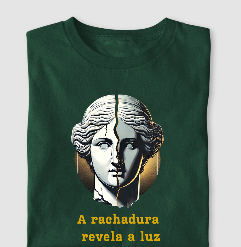 Camiseta dourado nas ruínas 