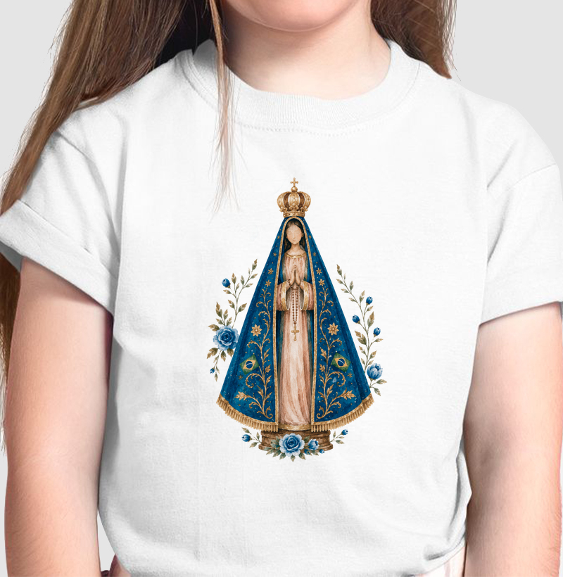 Tshirt Infantil N. Sra Aparecida Aquarela