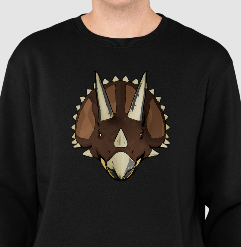 Blusa Dinossauro Suéter Triceratops Cabeçada Algodão Premium Dinoloco