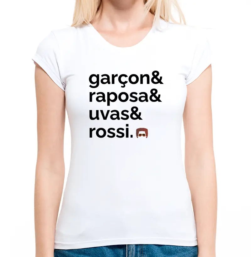 Camiseta Feminina RR Garçon&Raposa&Uvas Branco/Cinza