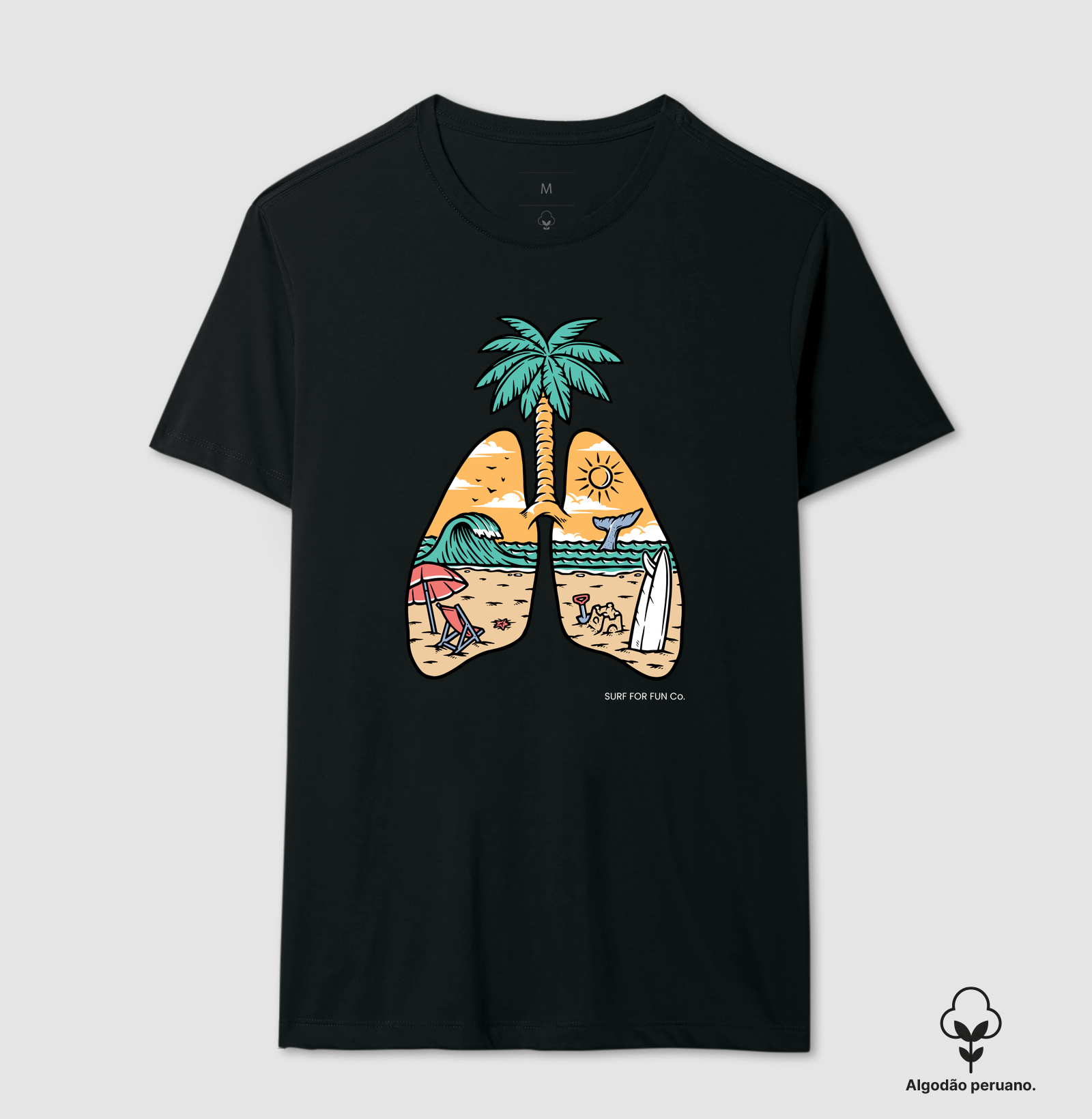 Pulmão de surfista - Camiseta Algodão Peruano
