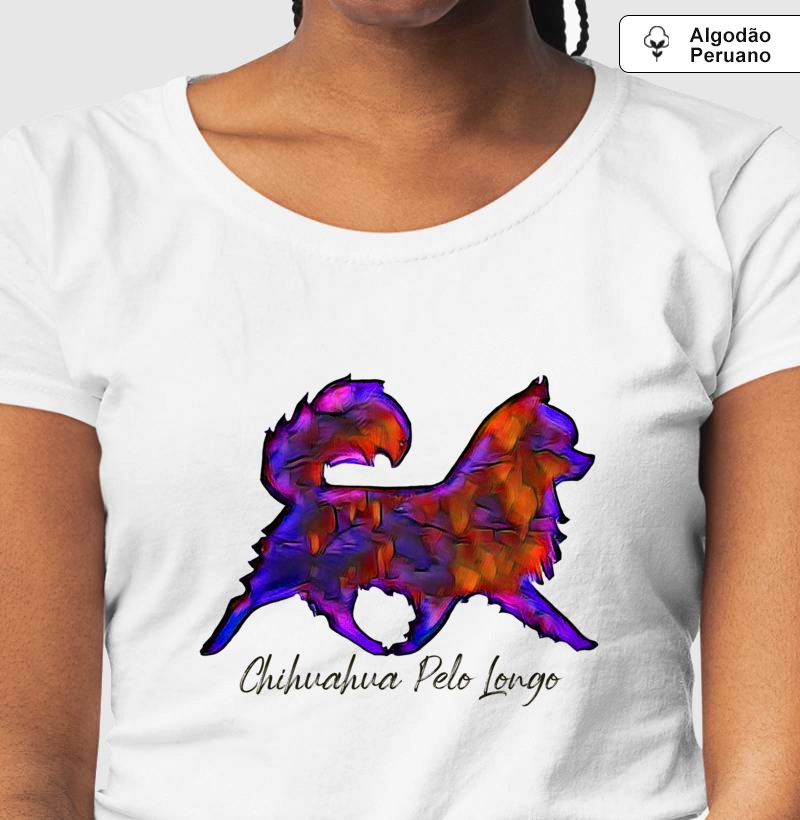 Camiseta Algodão Peruano Chihuahua Pelo Longo