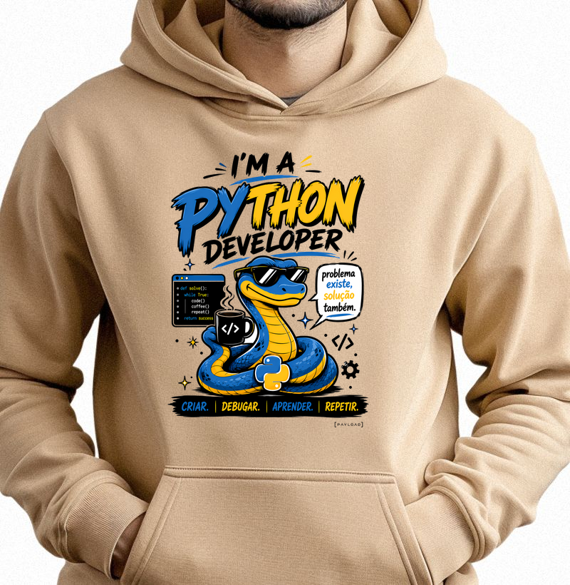 Hoodie Moletom I’m a Python Developer — Problema Existe, Solução Também