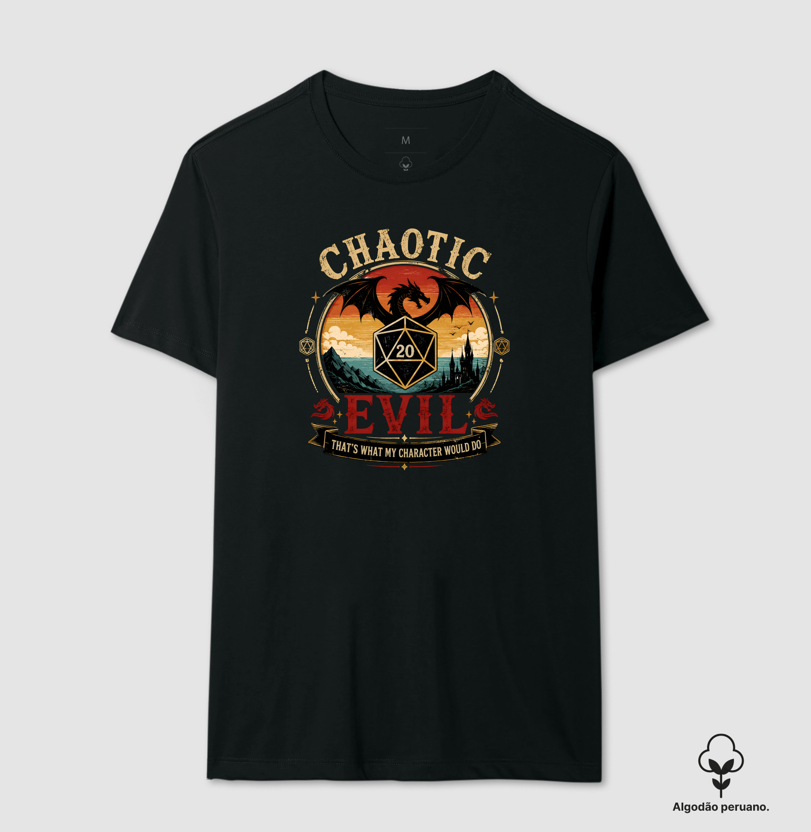 Chaotic Evil - Camiseta Algodão Peruano