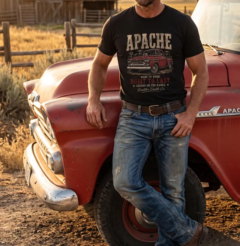 Camiseta Vintage Chevrolet Apache 1958 – Estilo Country Clássico Rustler South Co.