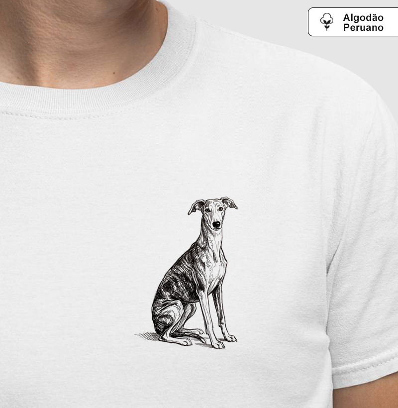 Galgo - Desenho - Camiseta Algodão Peruano