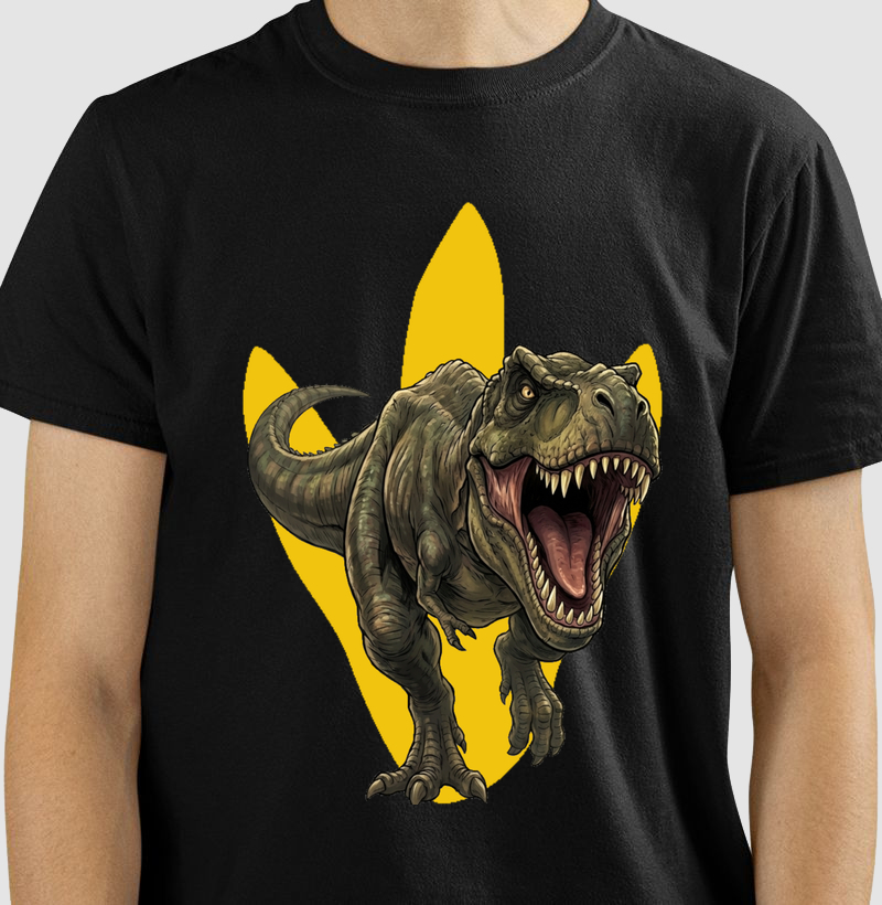 Camisa Algodão Estampada Dinossauro T-rex Furioso Premium Dinoloco