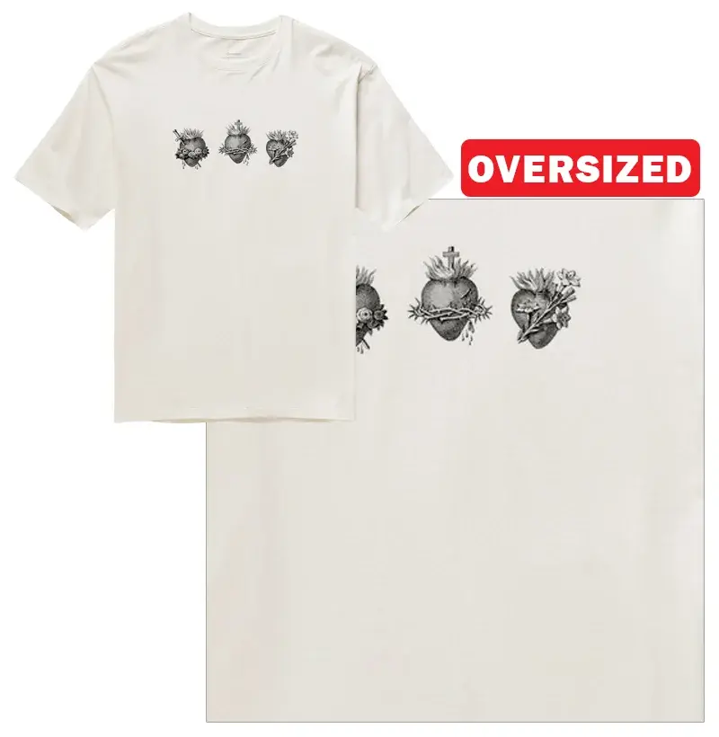 Sagrados Corações de Maria, Jesus e José em preto e branco - Oversized