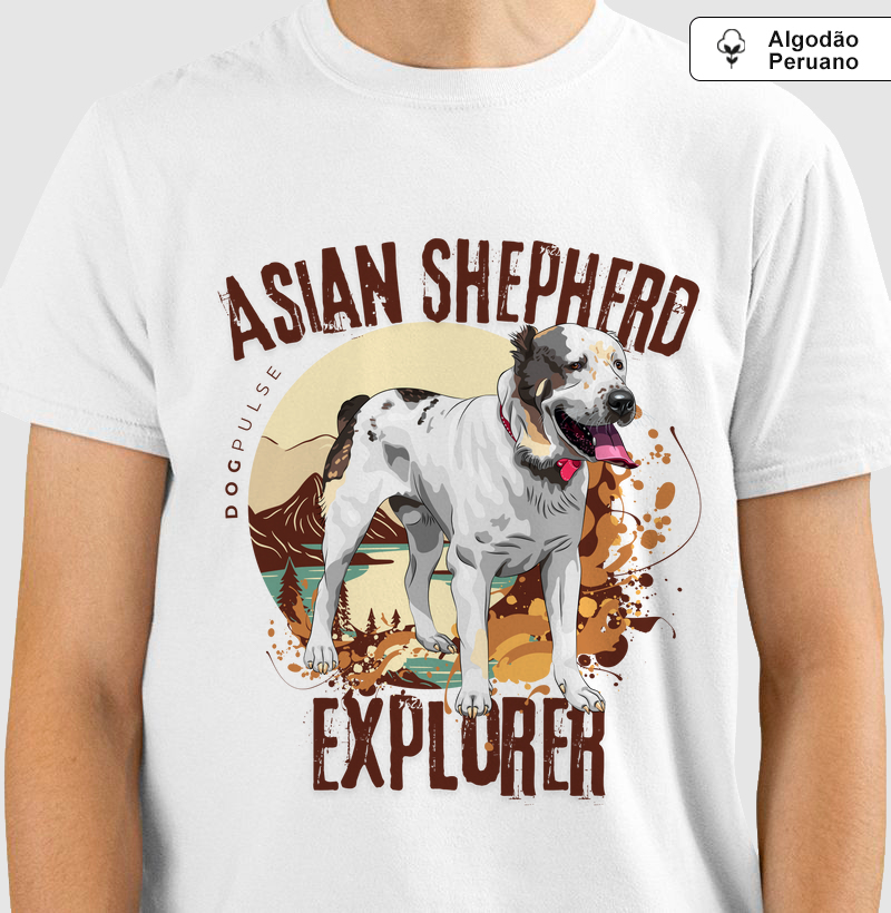 Camiseta Algodão Peruano Dog Pulse Asian Shepherd Explorer – Guardian of the Wild