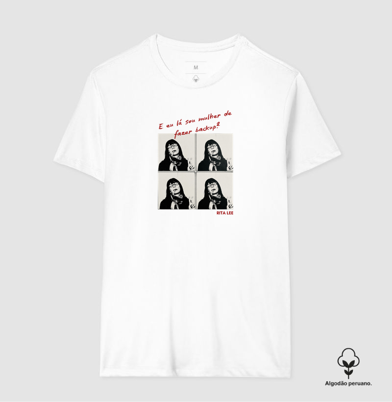 Camiseta Feminina Eu Lá Sou Mulher de Fazer Backup Frase Engraçada Pop Art Estampa Unissex