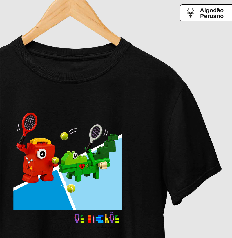 Nadalico e Verduco tenistas - Os Bichos da Dona ÖTA - Camiseta Algodão Peruano