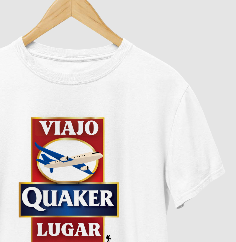 Camiseta Viajo Quaker Lugar | Humor Viagem Estilo Marca | Colecao Viciados em Viagem | Excursionista