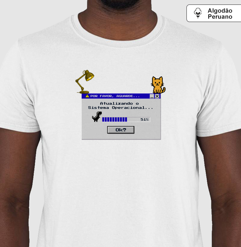 ⚙️Camiseta Atualizando 51% —> USE o CUPOM "DINO20" (Masc./Fem.) - Camiseta Algodão Peruano