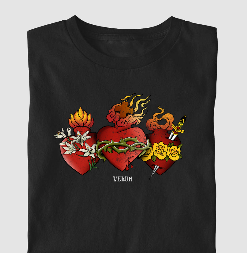 Camiseta Sagrados Corações – Parceria com ator Juliano Cazarré| Camiseta Católica Verum