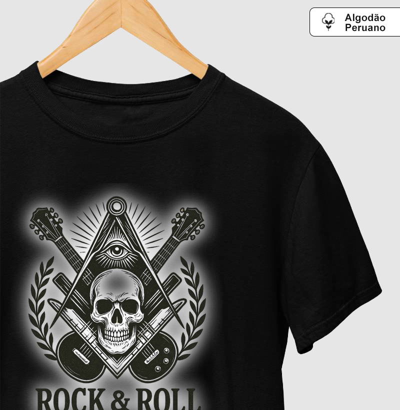 Camiseta Algodão Peruano Rock and Roll and Maçonaria - Mr. GADU