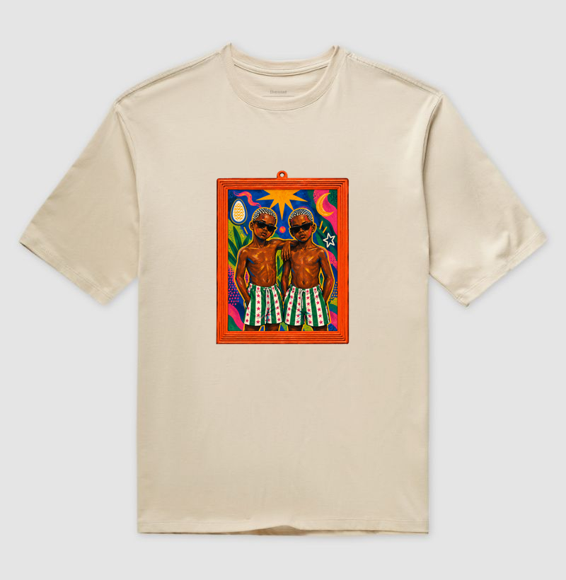 Camiseta Oversized São Cosme e Damião Moldura Espelho - Camiseta Oversized