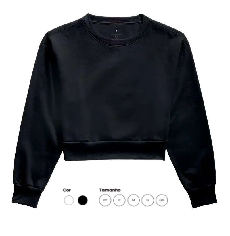 Moletom Cropped básico preto