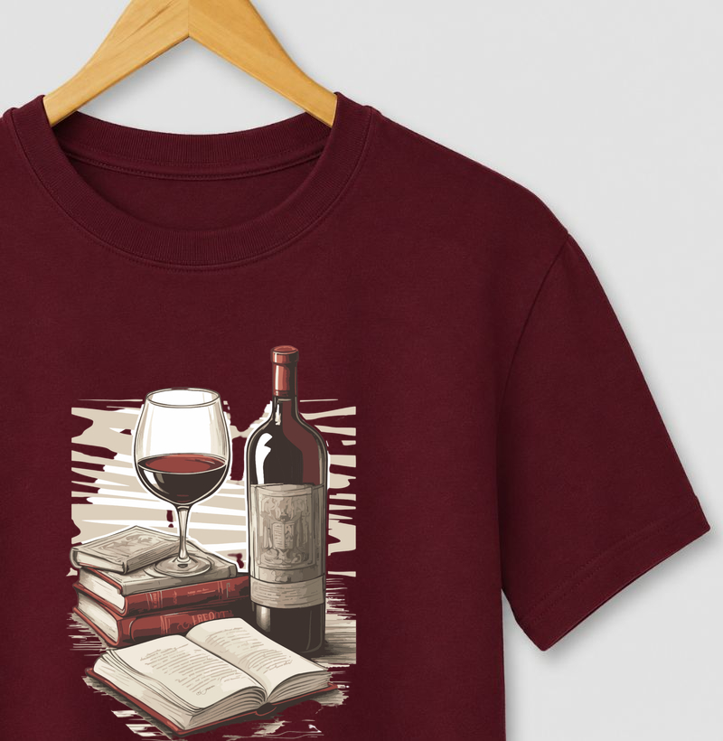 Camiseta Entre Vinhos e Livros