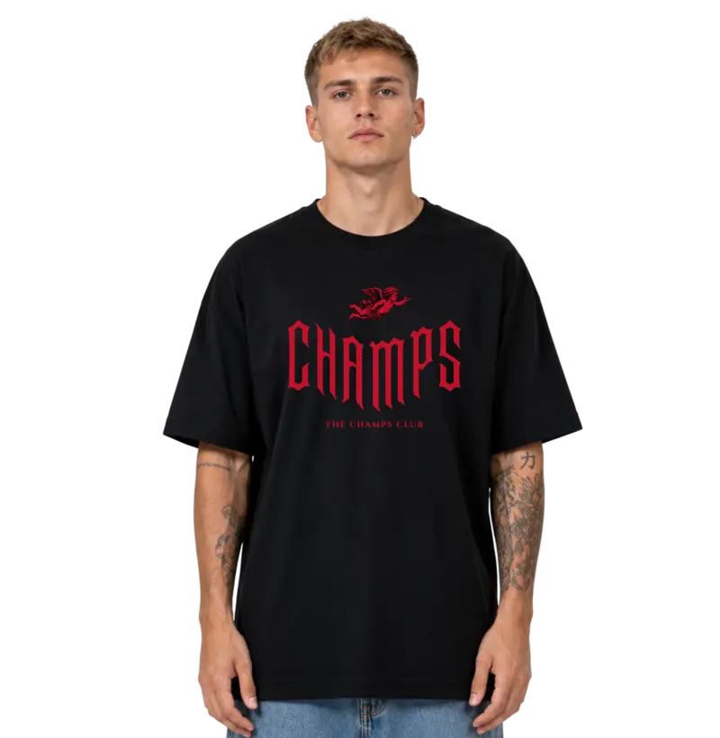 Camiseta Oversized Unissex Preta Champs Heritage