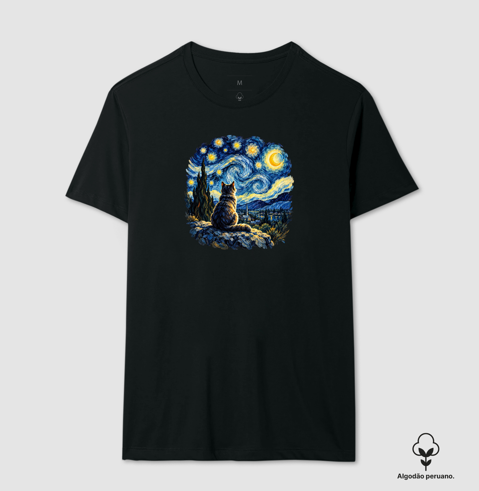 Gato Van Gogh - Camiseta Algodão Peruano