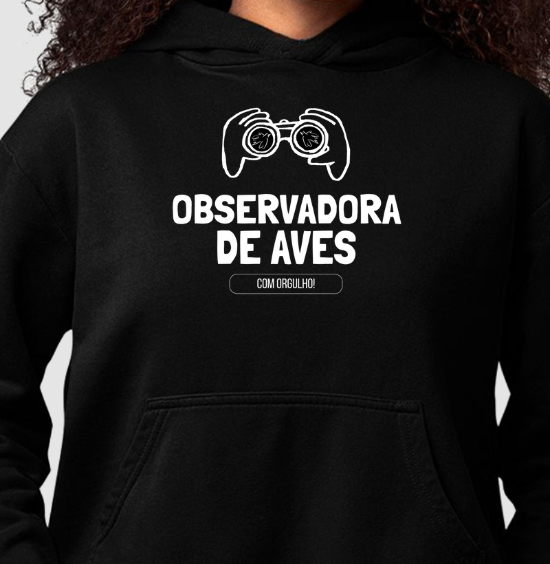 Observadora de Aves Branco - Moletom Hoodie