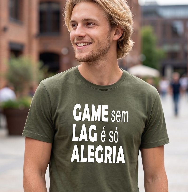 Camiseta Gamer "Game Sem Lag É Só Alegria"