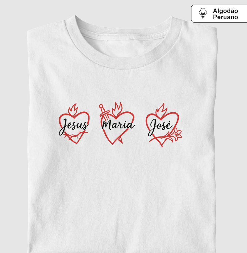 Sagrados Corações Gloriosos de Jesus, Maria e José - Algodão Peruano