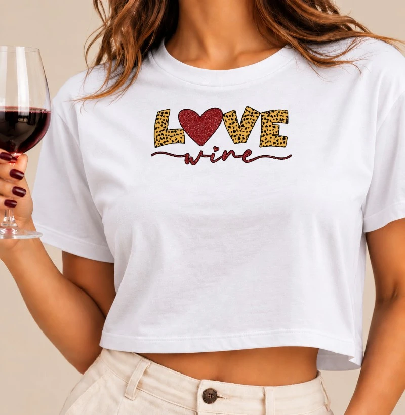 Camiseta Love Wine - Cropped