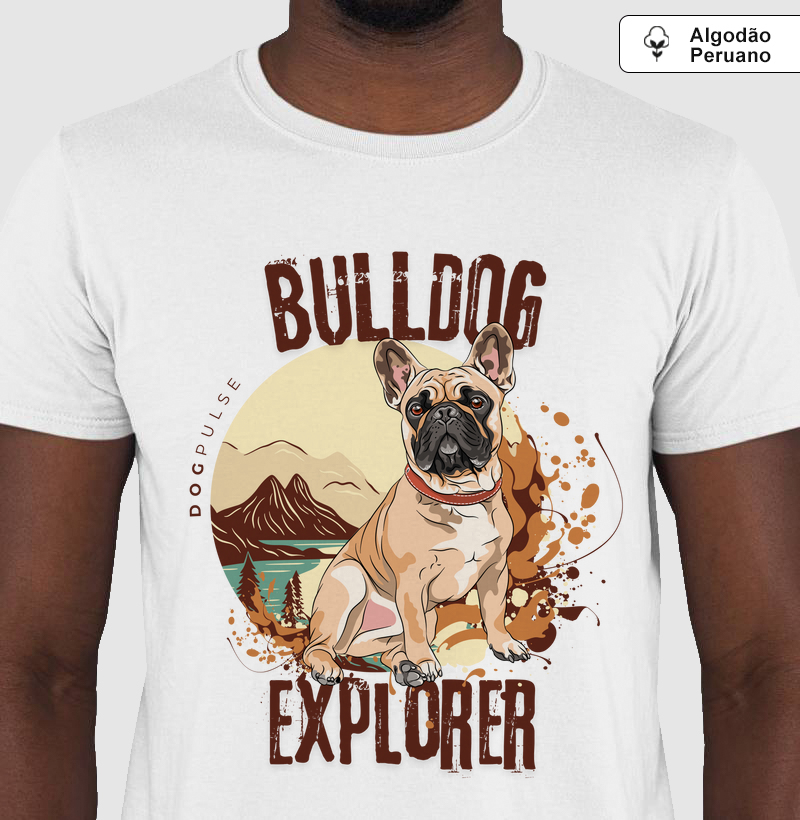 Camiseta Algodão Peruano Dog Pulse Bulldog Explorer – Adventure Awaits