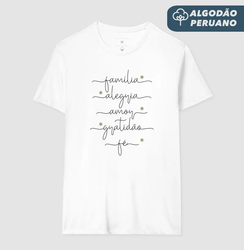 Família, Alegria, Amor, Gratidão, Fé - Estampa Preta