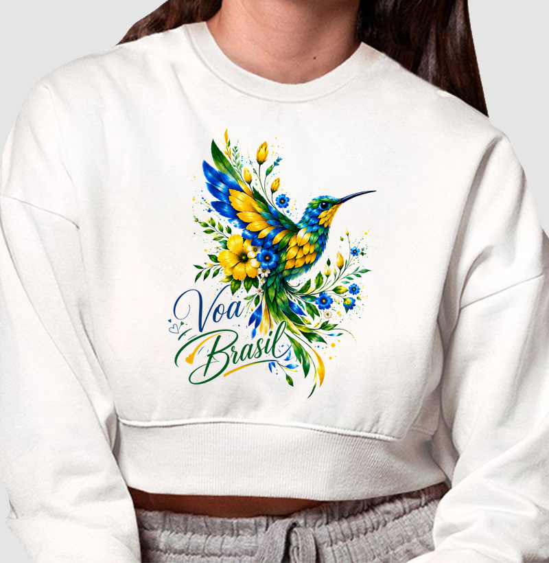 Camiseta Voa Brasil - Cropped Moletom