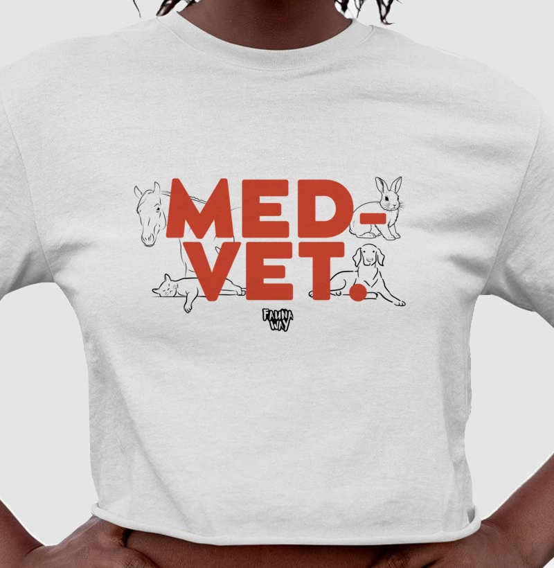Camiseta Cropped MED-VET Medicina Veterinária Profissão Algodão - Fauna Way