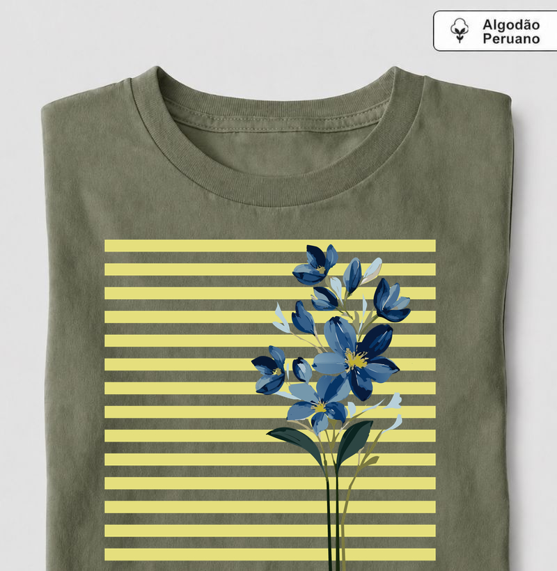 Flores Azuis 04 - Algodão Peruano