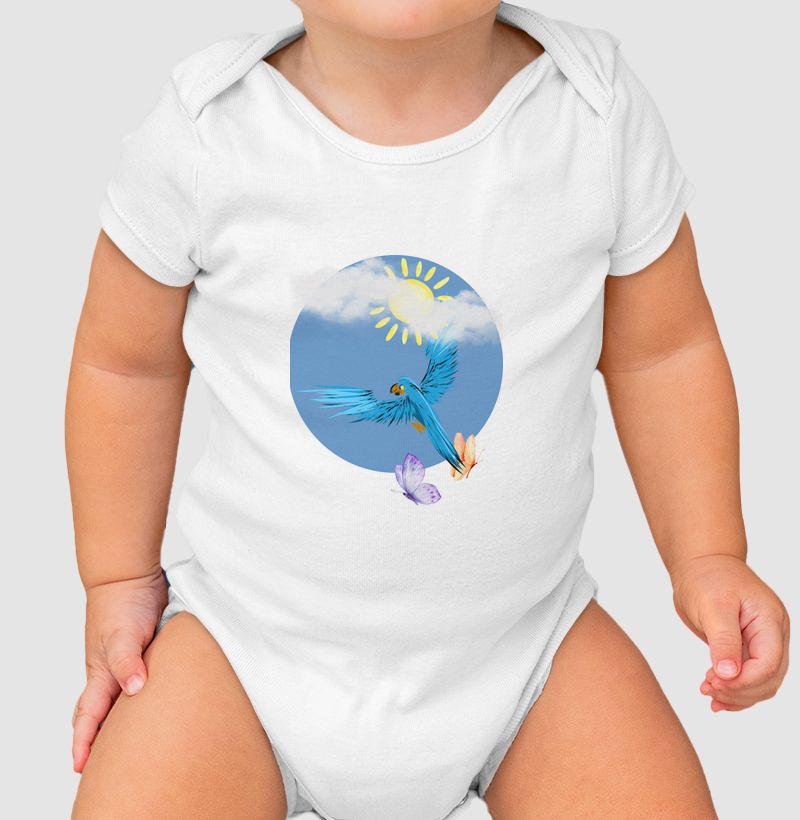 arara e borboletas branca a