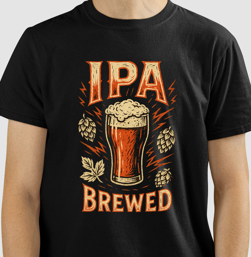 Camiseta IPA Brewed Estampa Vintage Cerveja Artesanal Lúpulo