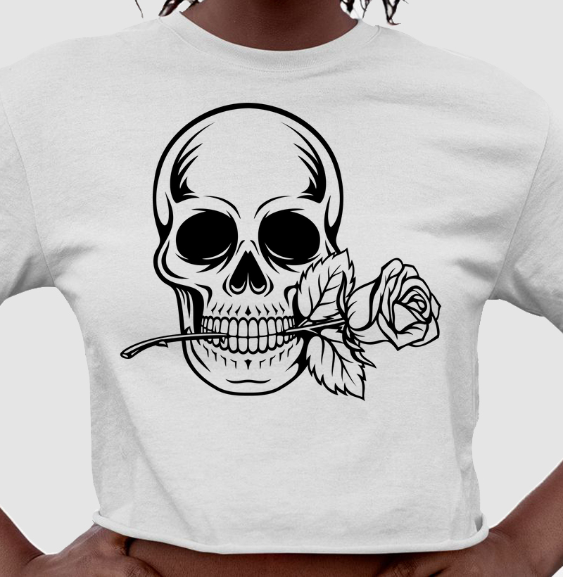 Caveira com rosa